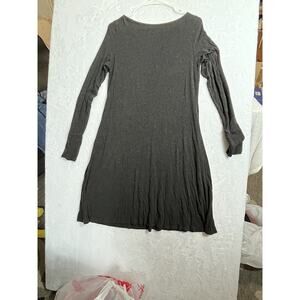 EILEEN FISHER Black Jersey Midi Knit Stretch Black Dress Long Sleeve Size Small